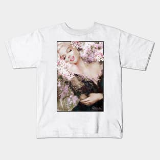 Marilyn Cherry Blossoms Pink Bright Kids T-Shirt